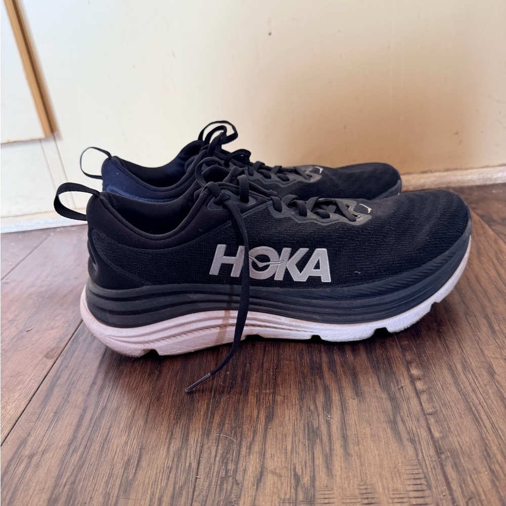 Hoka Men's Black and White Athletic Shoes